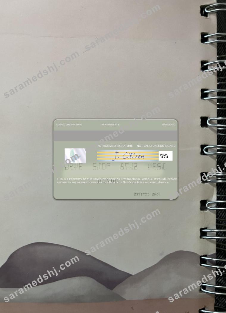 Angola Banco de Negócios Internacional visa card photolook back
